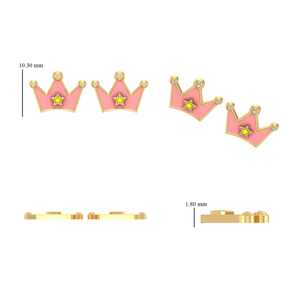 Kids Princess Crown Diamond Studs