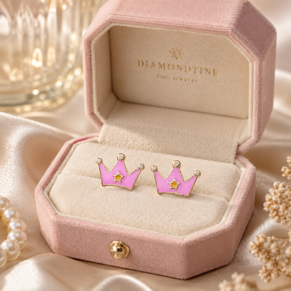 Kids Princess Crown Diamond Studs