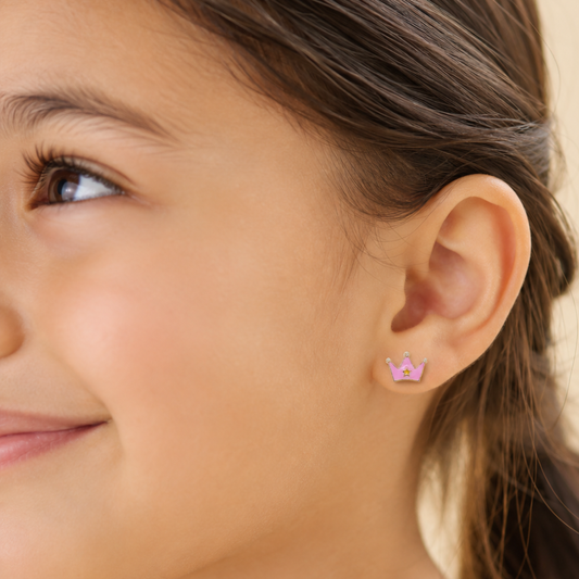 Kids Princess Crown Diamond Studs