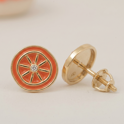 Kids Orange Slice Diamond Earrings