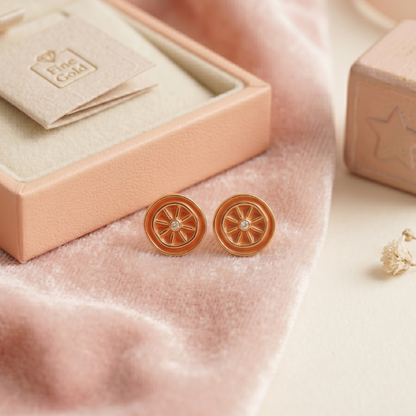Kids Orange Slice Diamond Earrings