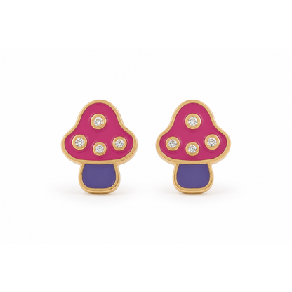 Kids Mushroom Diamond Earrings