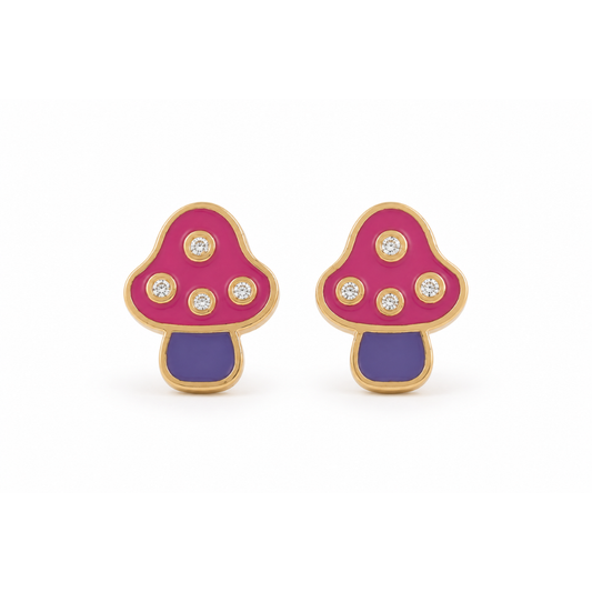 Kids Mushroom Diamond Earrings