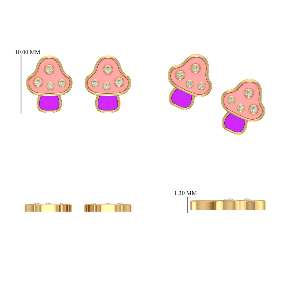 Kids Mushroom Diamond Earrings