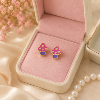 Kids Mushroom Diamond Earrings
