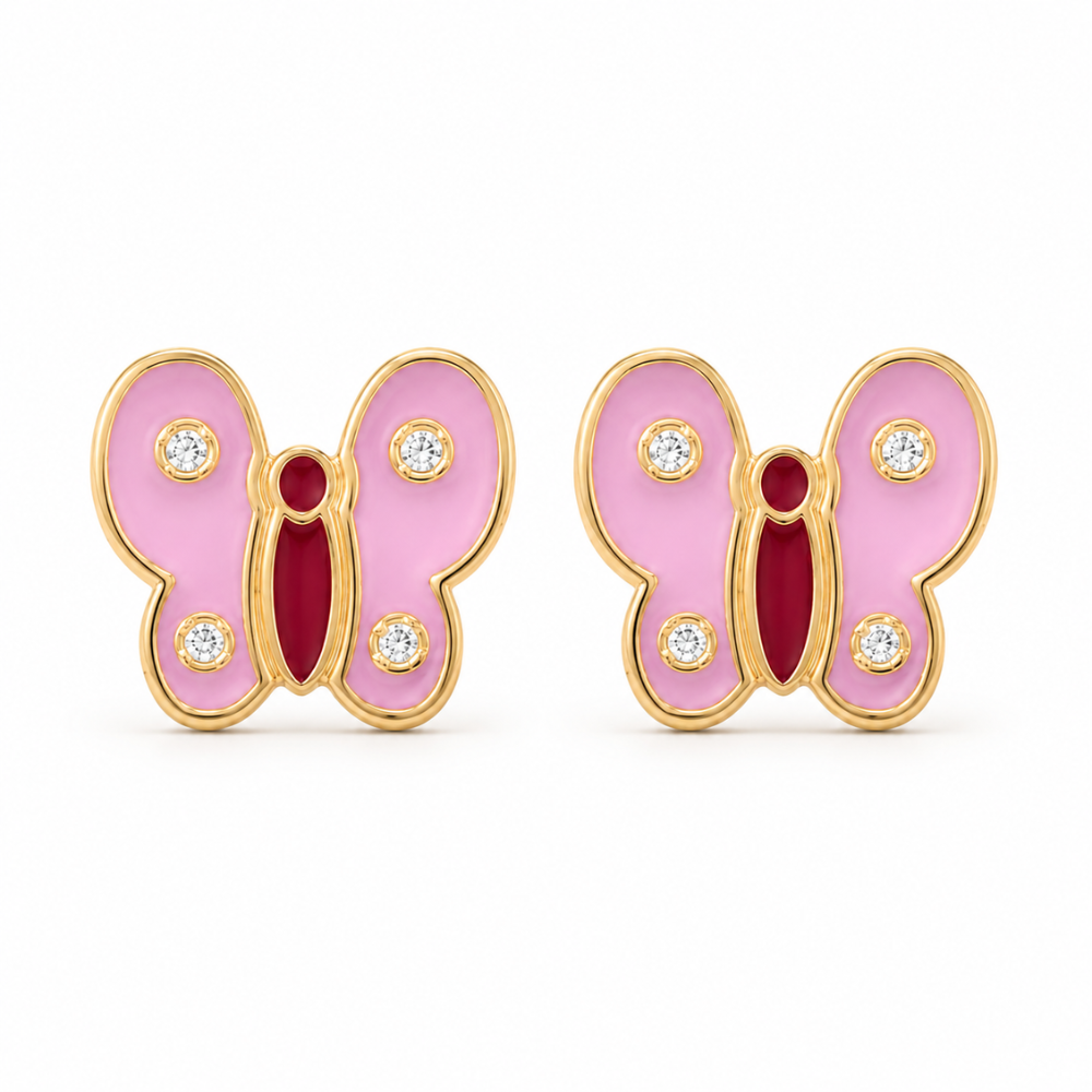 Kids Butterfly Diamond Wing Studs