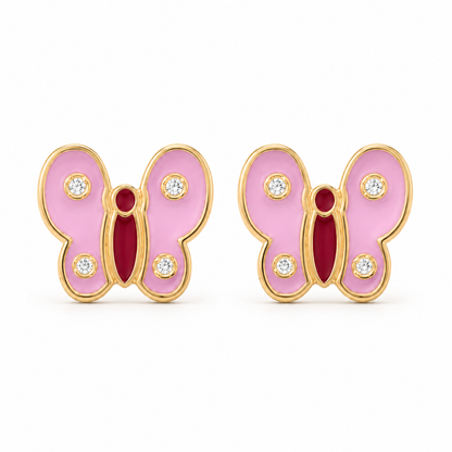 Kids Butterfly Diamond Wing Studs
