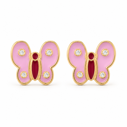 Kids Butterfly Diamond Wing Studs