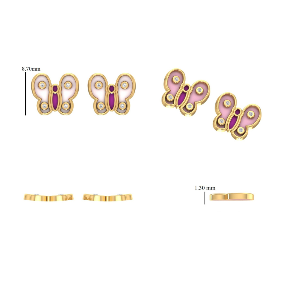 Kids Butterfly Diamond Wing Studs