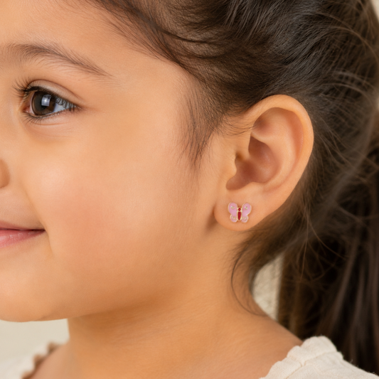 Kids Butterfly Diamond Wing Studs