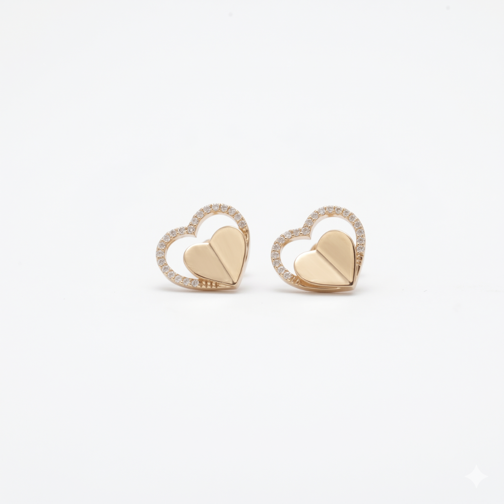 Kids Halo Heart Diamond Earrings