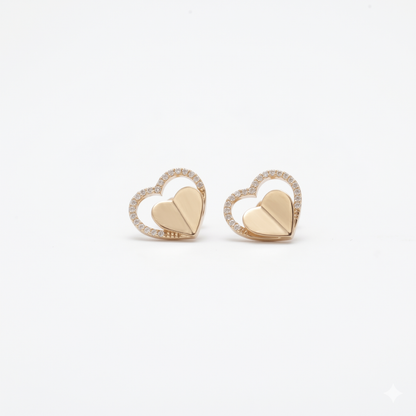 Kids Halo Heart Diamond Earrings