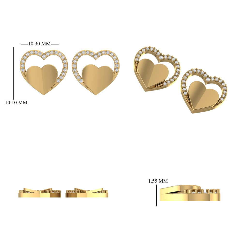 Kids Halo Heart Diamond Earrings