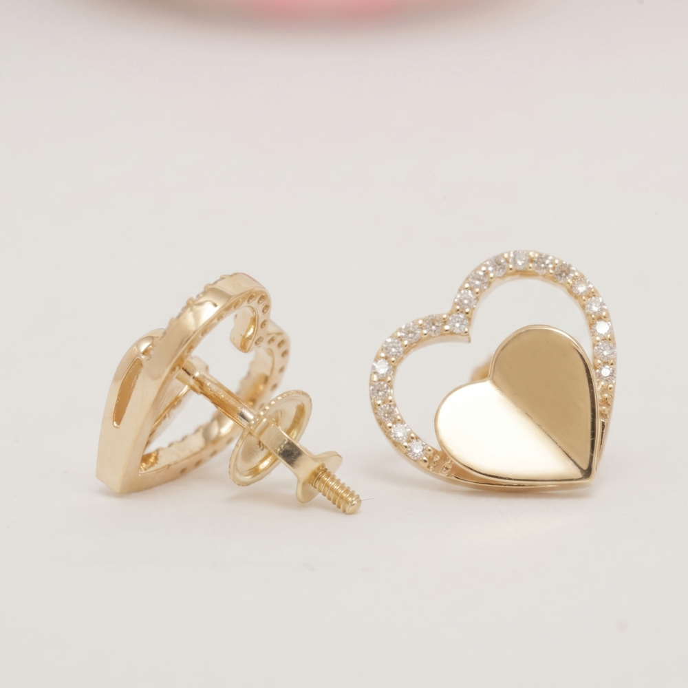 Kids Halo Heart Diamond Earrings