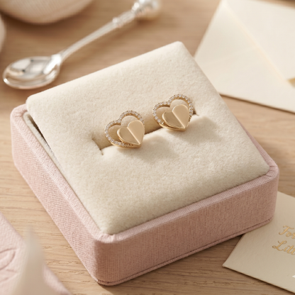 Kids Halo Heart Diamond Earrings