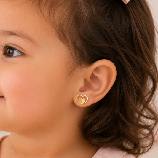 Kids Halo Heart Diamond Earrings