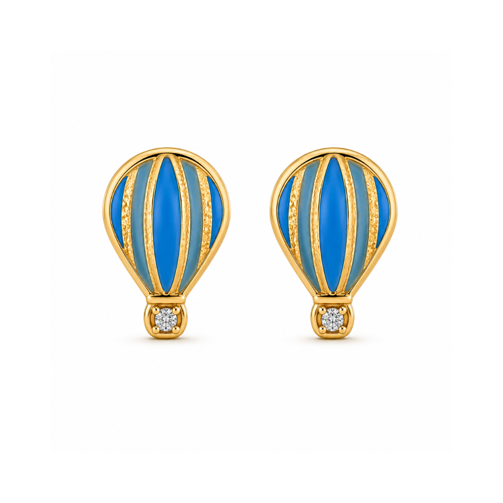 Kids Hot Air Balloon Diamond Earrings
