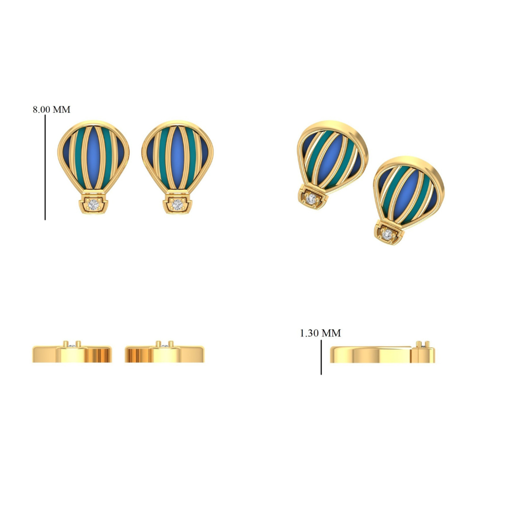 Kids Hot Air Balloon Diamond Earrings