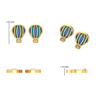 Kids Hot Air Balloon Diamond Earrings