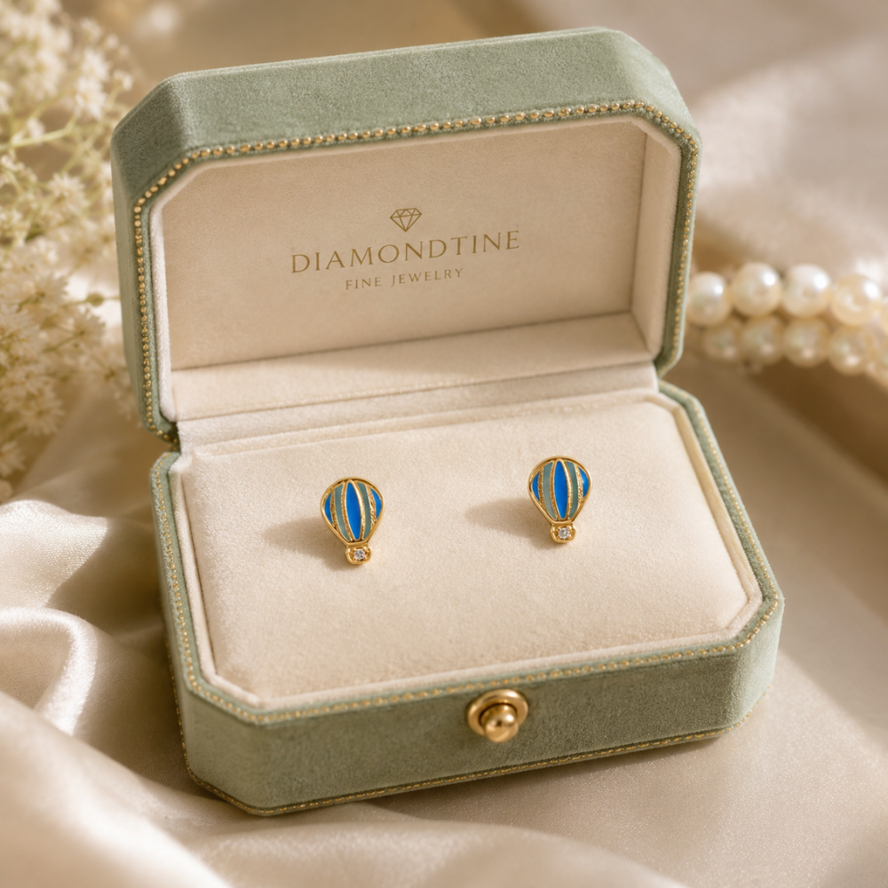Kids Hot Air Balloon Diamond Earrings