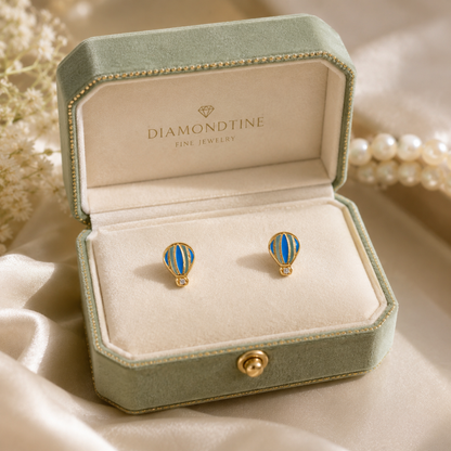 Kids Hot Air Balloon Diamond Earrings
