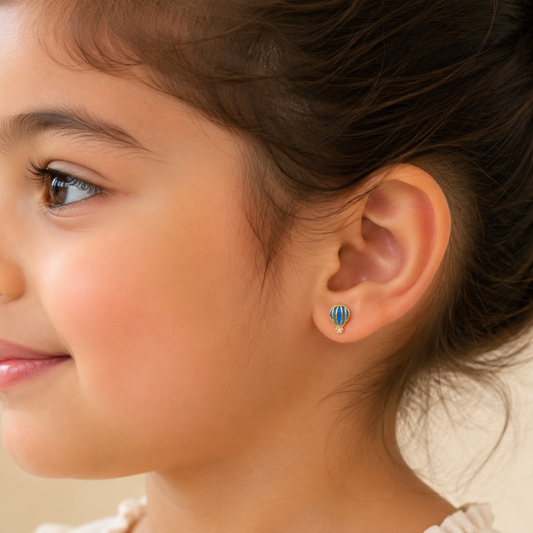 Kids Hot Air Balloon Diamond Earrings