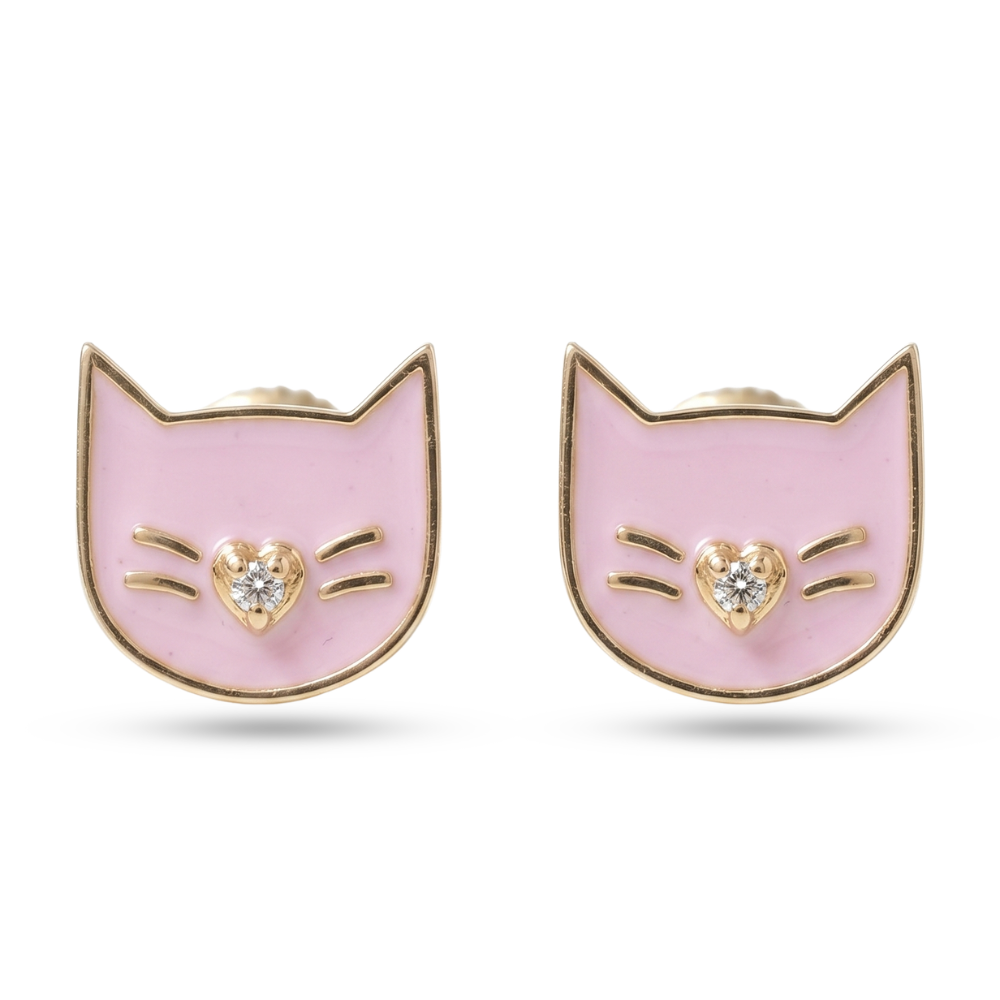 Kids Cat Diamond Earrings