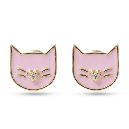 Kids Cat Diamond Earrings