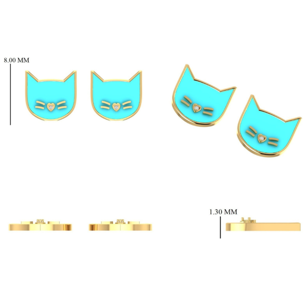 Kids Cat Diamond Earrings