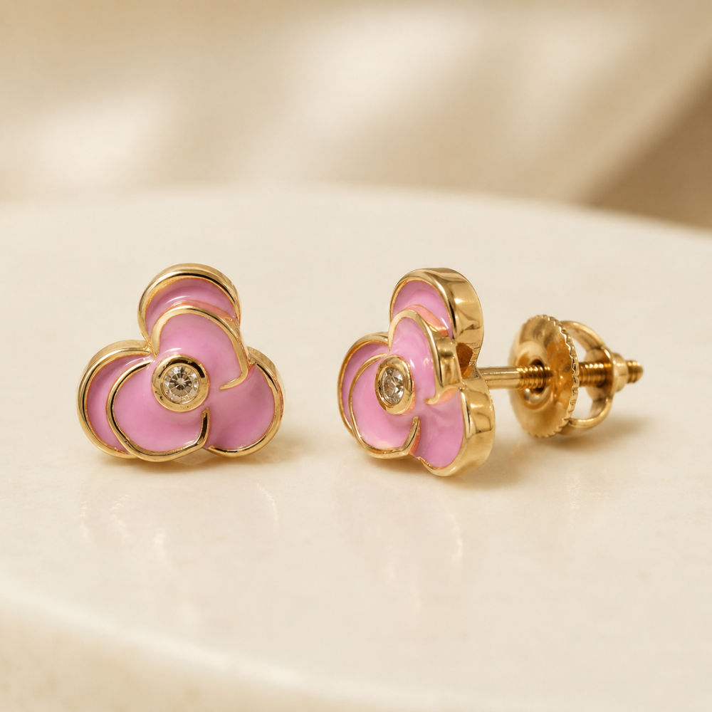 Kids Blooming Flower Diamond Earrings