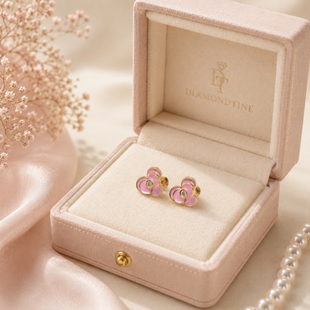 Kids Blooming Flower Diamond Earrings