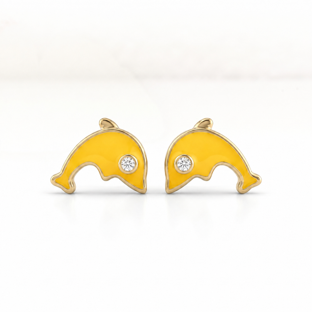 Kids Dolphin Diamond Earrings
