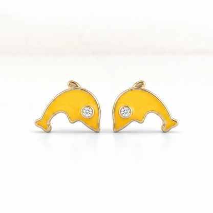 Kids Dolphin Diamond Earrings