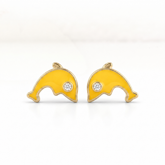 Kids Dolphin Diamond Earrings