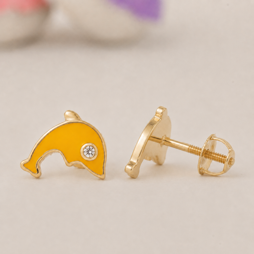 Kids Dolphin Diamond Earrings