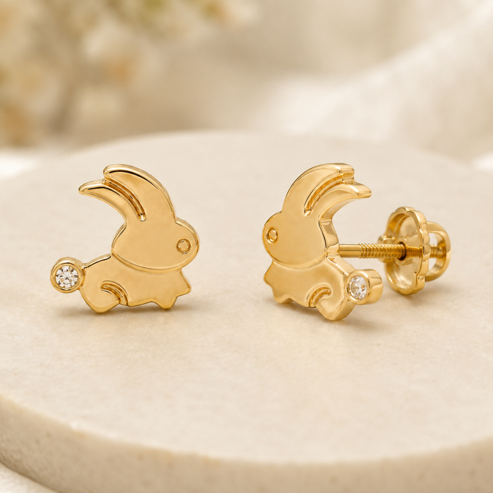 Kids Bunny Diamond Earrings