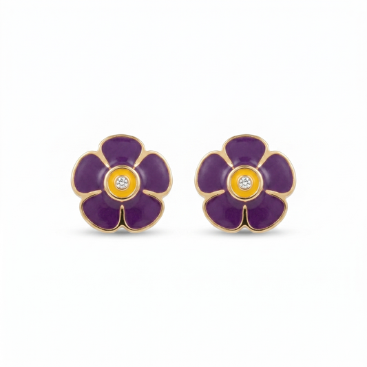 Kids Flower Petal Diamond Studs