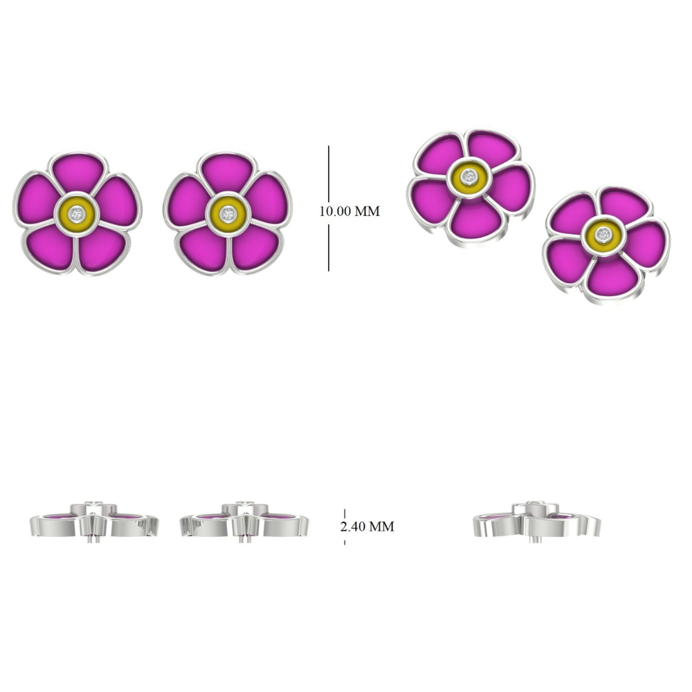 Kids Flower Petal Diamond Studs