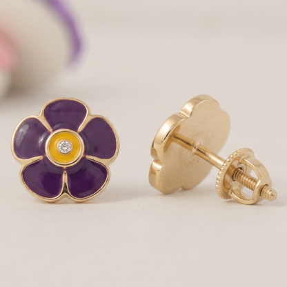Kids Flower Petal Diamond Studs