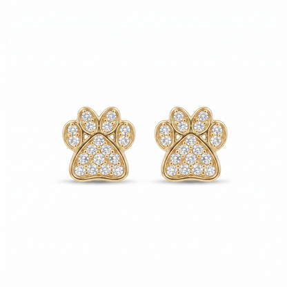 Kids Dog Paw Diamond Earrings