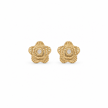 Kids Textured Floral Diamond Earrings