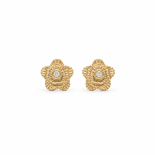 Kids Textured Floral Diamond Earrings