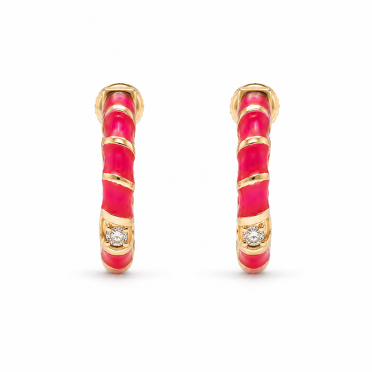 Kids Pink Diamond Hoops