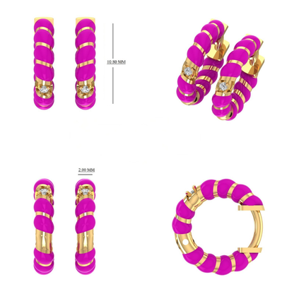 Kids Pink Diamond Hoops