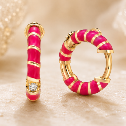 Kids Pink Diamond Hoops