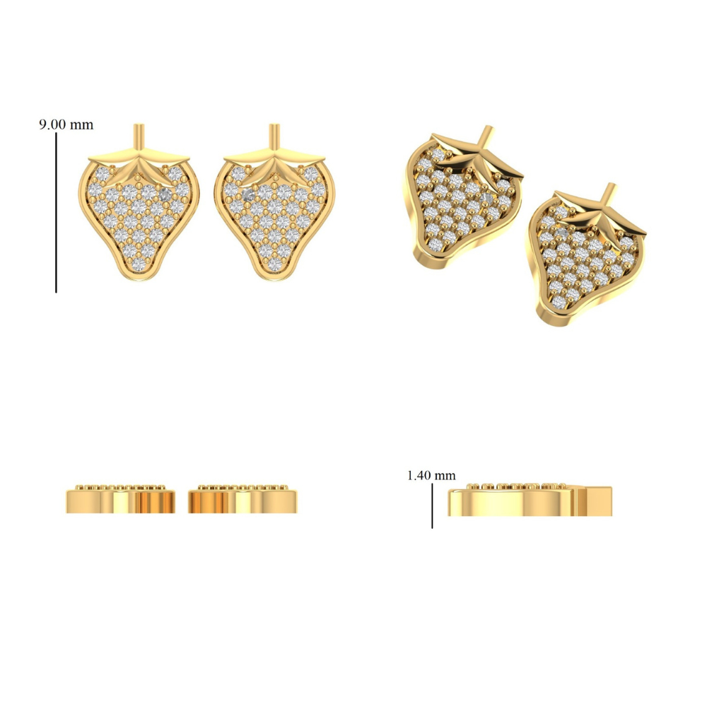 Kids Strawberry Diamond Fruit Studs