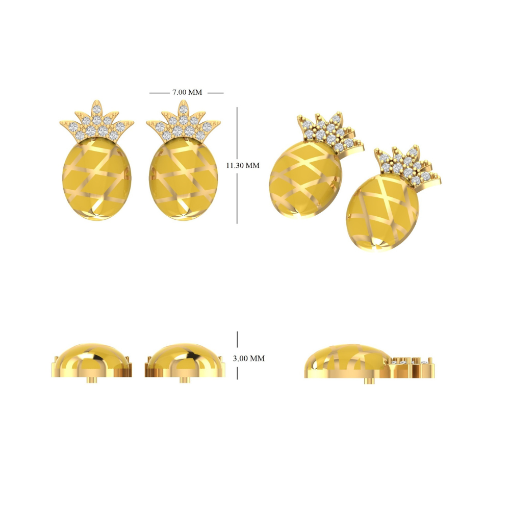 Kids Pineapple Diamond Earrings
