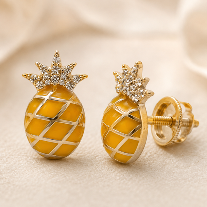 Kids Pineapple Diamond Earrings