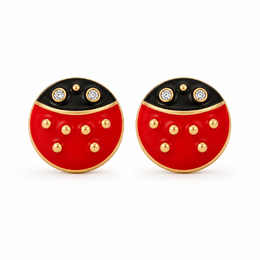 Kids Ladybug Diamond Earrings