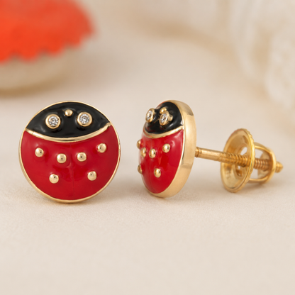 Kids Ladybug Diamond Earrings